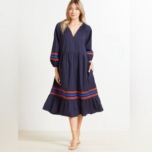 SUNDRY Varsity Stripe Midi Dress SUNDR32068 Coastal Preppy Size 2 US Medium